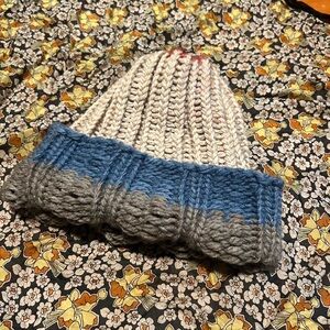 Stylish Women's Knit Beanie - Blue and Gray